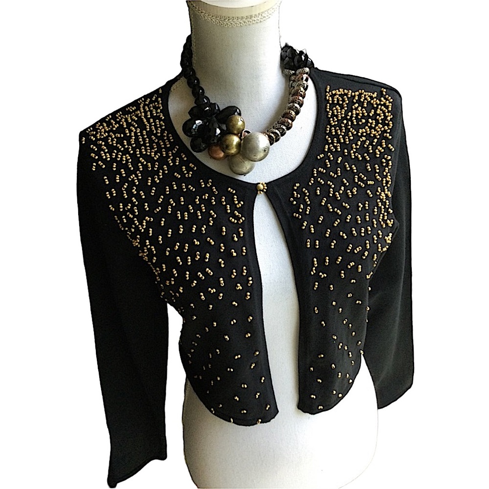 Beaded Cropped Sweater Jacket B10